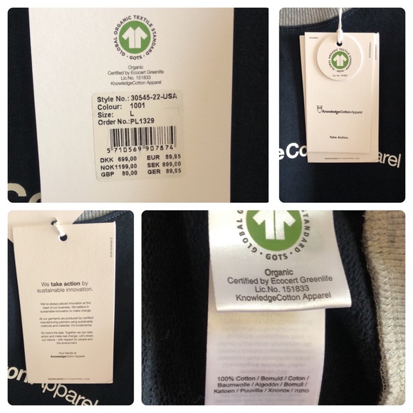 KNOWLEDGE COTTON APPAREL ORGANIC MATERIALS SWEATSHIRT/NWT - Picture 8 of 15